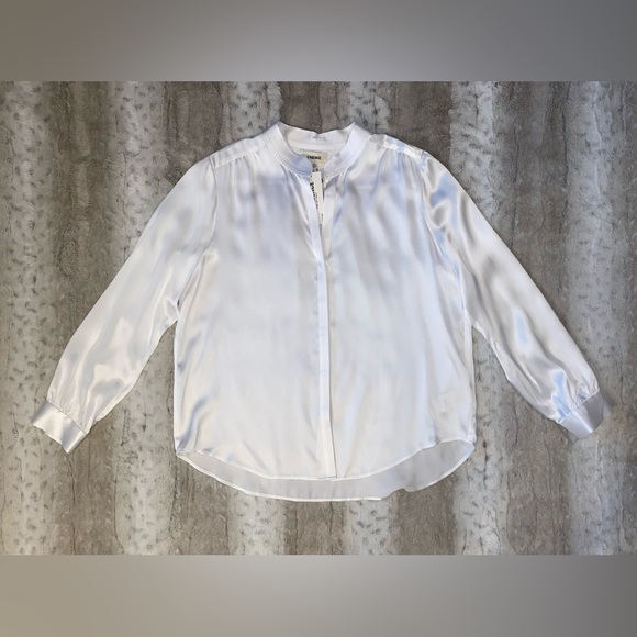 NWT💕L'AGENCE Bianca Silk Charmeuse Blouse in White Size XL - Picture 6 of 15